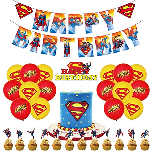 BSNRDX Superman Decoracion de Fiesta, Kit de Decoracion Cumpleaños Superheroes Superman Globos...
