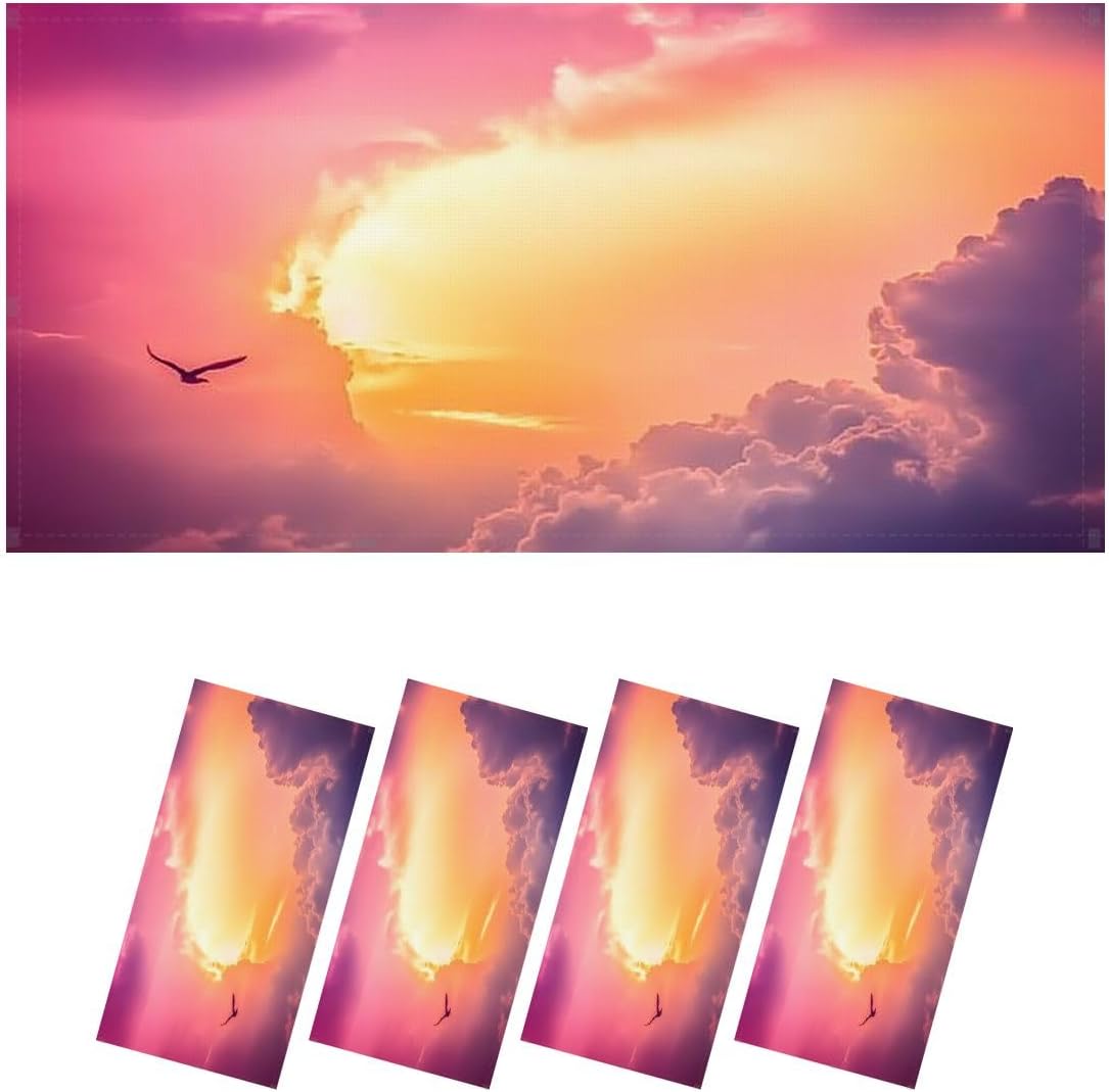 Fluorescent Light Covers for Ceiling Lights Colorful Clouds Dramatic Sunset Sky Easy to Install Magnetic Light Filter for Classroom Office Hospitals School Home Decor
