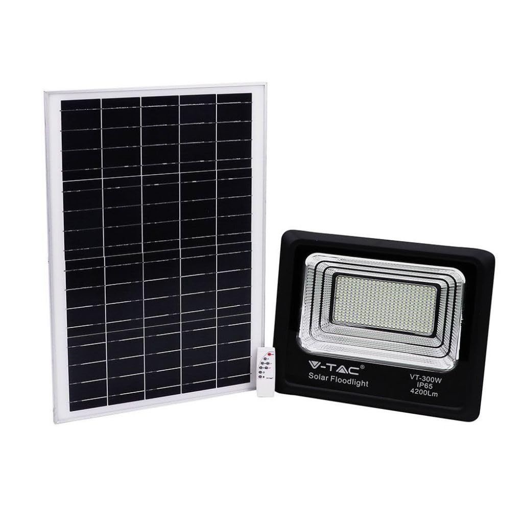 Faro LED 300W con Pannello Solare e Telecomando 4000K