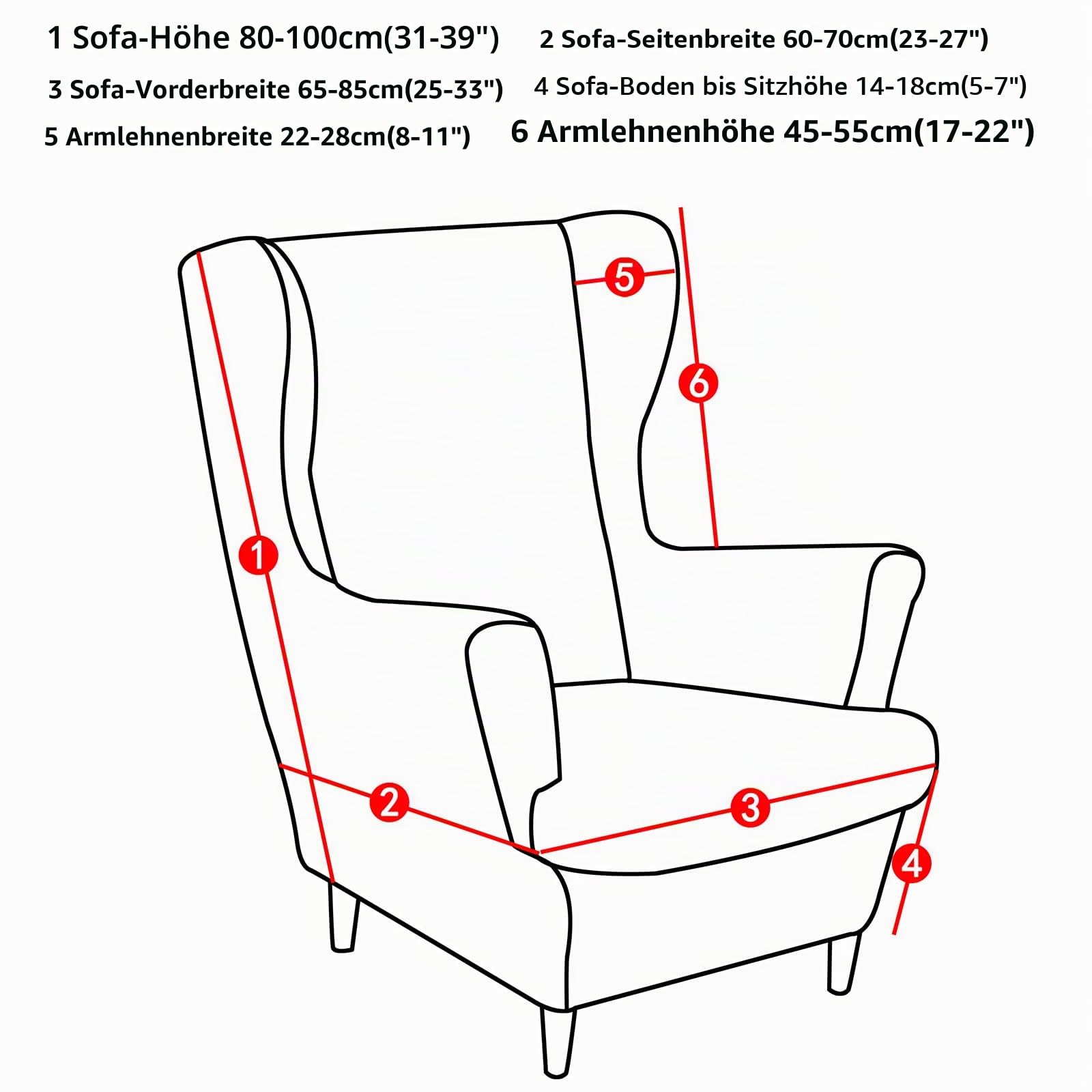 Wingback Chair Covers 2-teiliges Set – 2-in-1-Design, Sesselbezüge, solide, weiche Rückenlehnenstuhlbezug, dehnbar, Ohrensessel-Schonbezug, Möbelschutz für Wohnzimmer, Schlafzimmer, Hotel (Grün)