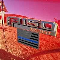 Vista 4 de Paquete de 3 calcomanías de metal con emblema de la bandera estadounidense, calcomanía delgada de línea azul (línea azul fina)