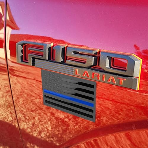 Miniatura 4 de Paquete de 3 calcomanías de metal con emblema de bandera estadounidense, calcomanías finas de línea azul (línea azul fina)