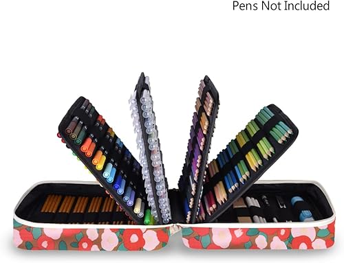 Vista 24 de qianshan Ranura para estuche para lápices, capacidad para 260 lápices de colores o 180 bolígrafos de gel con cierre de cremallera 260-Azul Rosa Daisy