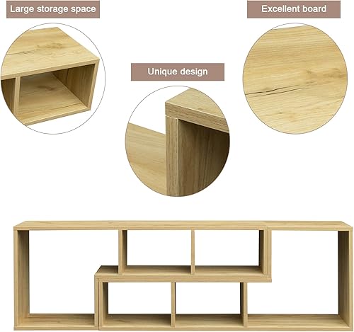 Miniatura 6 de Recaceik Estantería de 2 estantes en forma de L, soporte para consola de TV, centro de entretenimiento moderno con estantes de almacenamiento