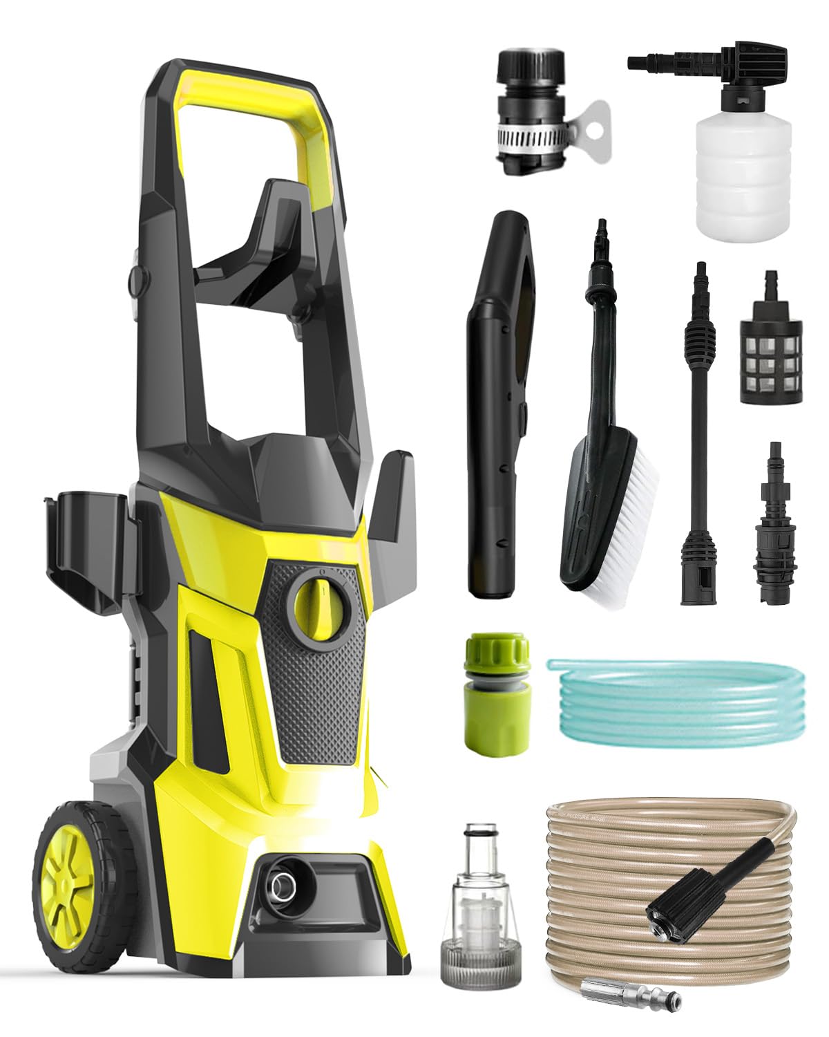 Pressure Washer 1800W, 135 Bar Electric Pressure Washer, 420 L/h Flow Rate, 10m Hose, Dual Spray Guns, Tap Connector, 40 m²/h Coverage – Garden & Patio Cleaning Kit