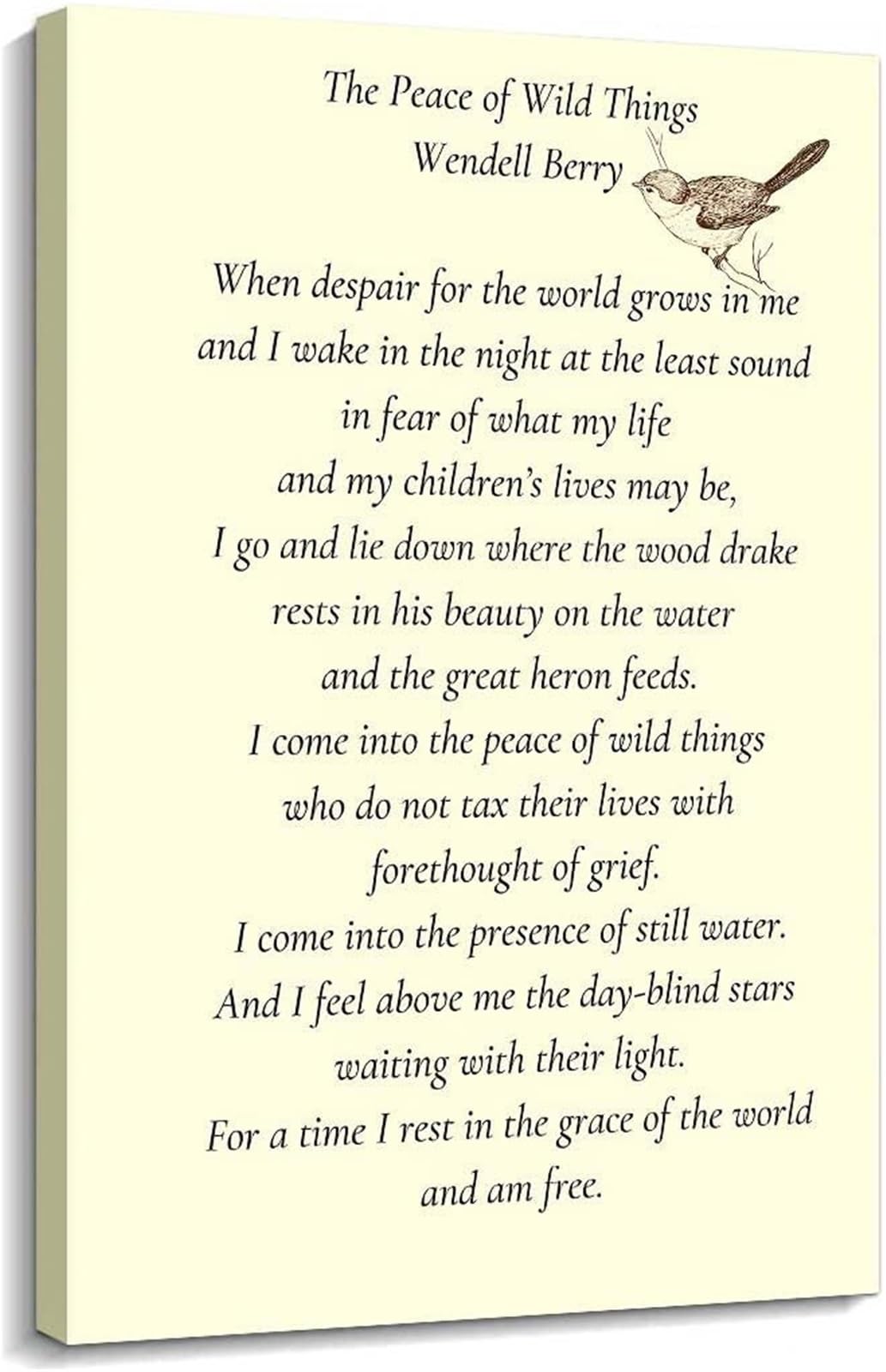 LLBOGRGGN Wendell Berry The Peace of Wild Things - Poem Art Print Quote Poster for Wall Decor(Framed,12x18inch(30x45cm))