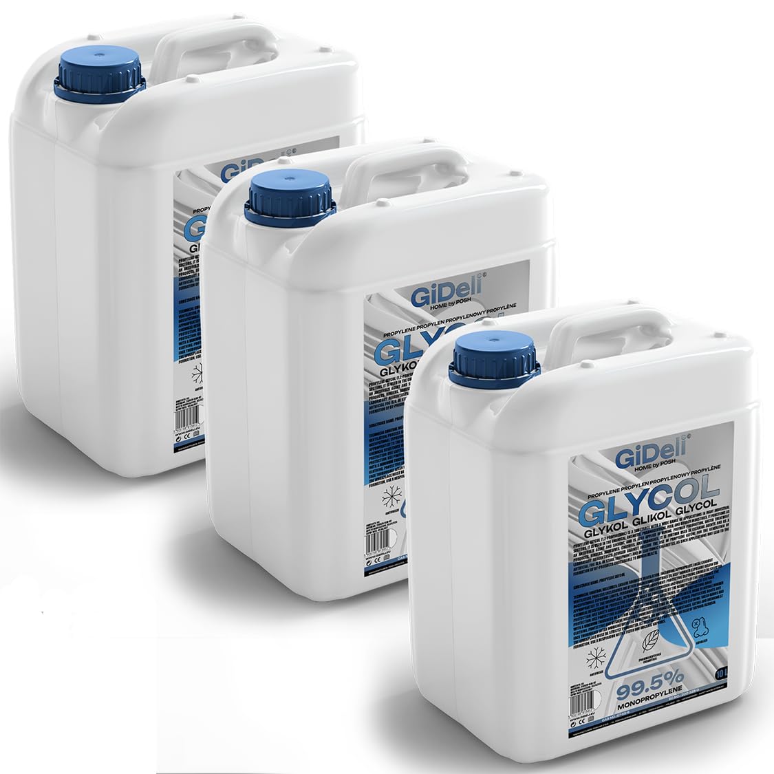 GiDeli Propilenglicol 99,5% 3 x 10L monopropilenglicol (PG) disolvente para cosméticos, farmacéutica, química, industria, laboratorio y aplicaciones técnicas