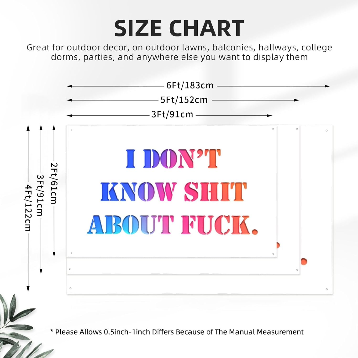 I Don't Know Shit About Fuck Flag Poster Durable Wall Banner with 4 Brass Grommets 2x3 Ft Tapestry for Indoor & Outdoor Decor, Perfect for Home,Porch,Garden,Yard image 3