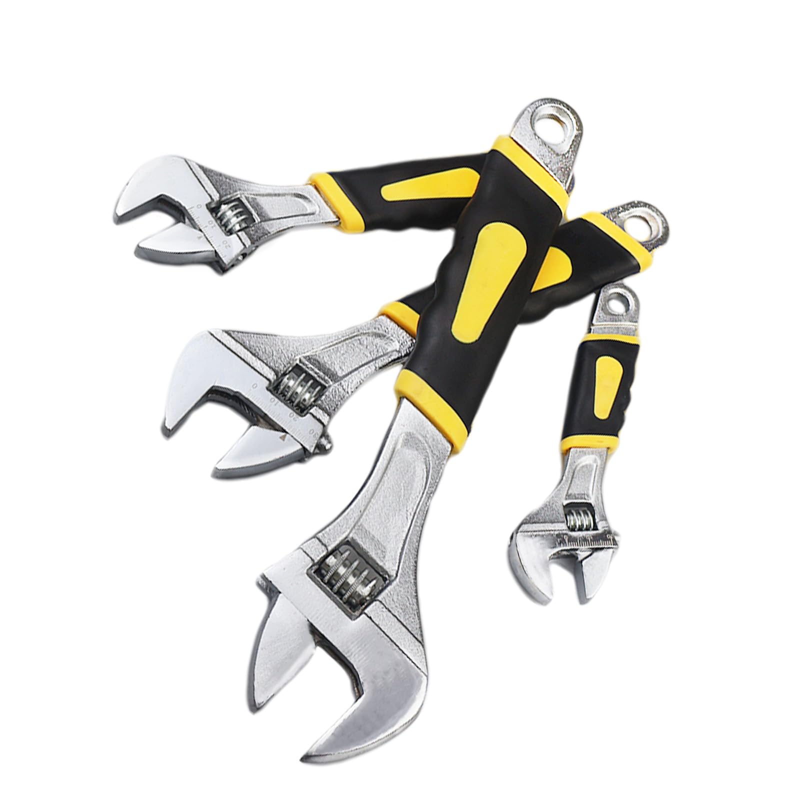 4Pcs Soft-Grip Adjustable Wrench, Carbon Steel Spanner Set Laser Millimetre Scale Adjustable Spanner Set (6in/8in/10in/12in)