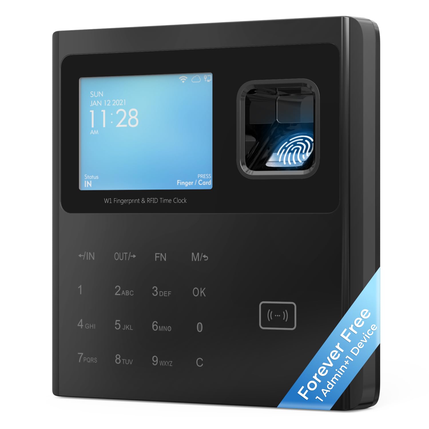 ANVIZ W1 Pro Fingerprint Time Clocks for Employees Small Business - Free Cloud Software - Biometric Clock in and Out Attendance Machine, Black