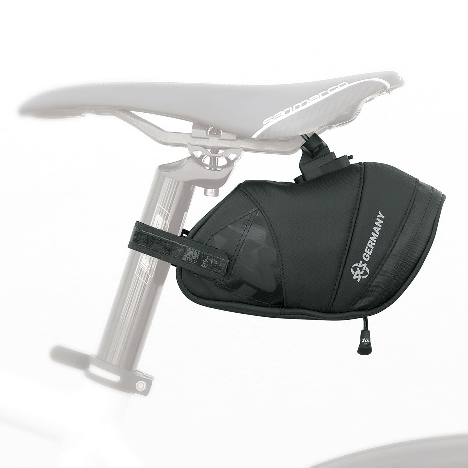 SKS GERMANY Explorer Click 800 Bicycle Bag, Bicycle Accessories (Saddlebag Made of Rubberised, Water-Repellent Fabric, Laminated Zips with Ergonomic Easy Zip, Volume: 0.8 L), Black