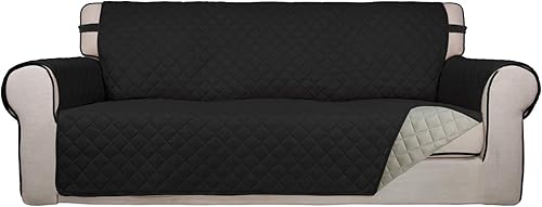 Miniatura 1 de PureFit - Funda de sofá acolchada reversible, resistente al agua, funda lavable con correas antideslizantes y elásticas para niños, perros, mascotas