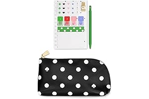 Kate Spade Picture Dot Zipper Canvas Pencil Pouch with Planner Accessories