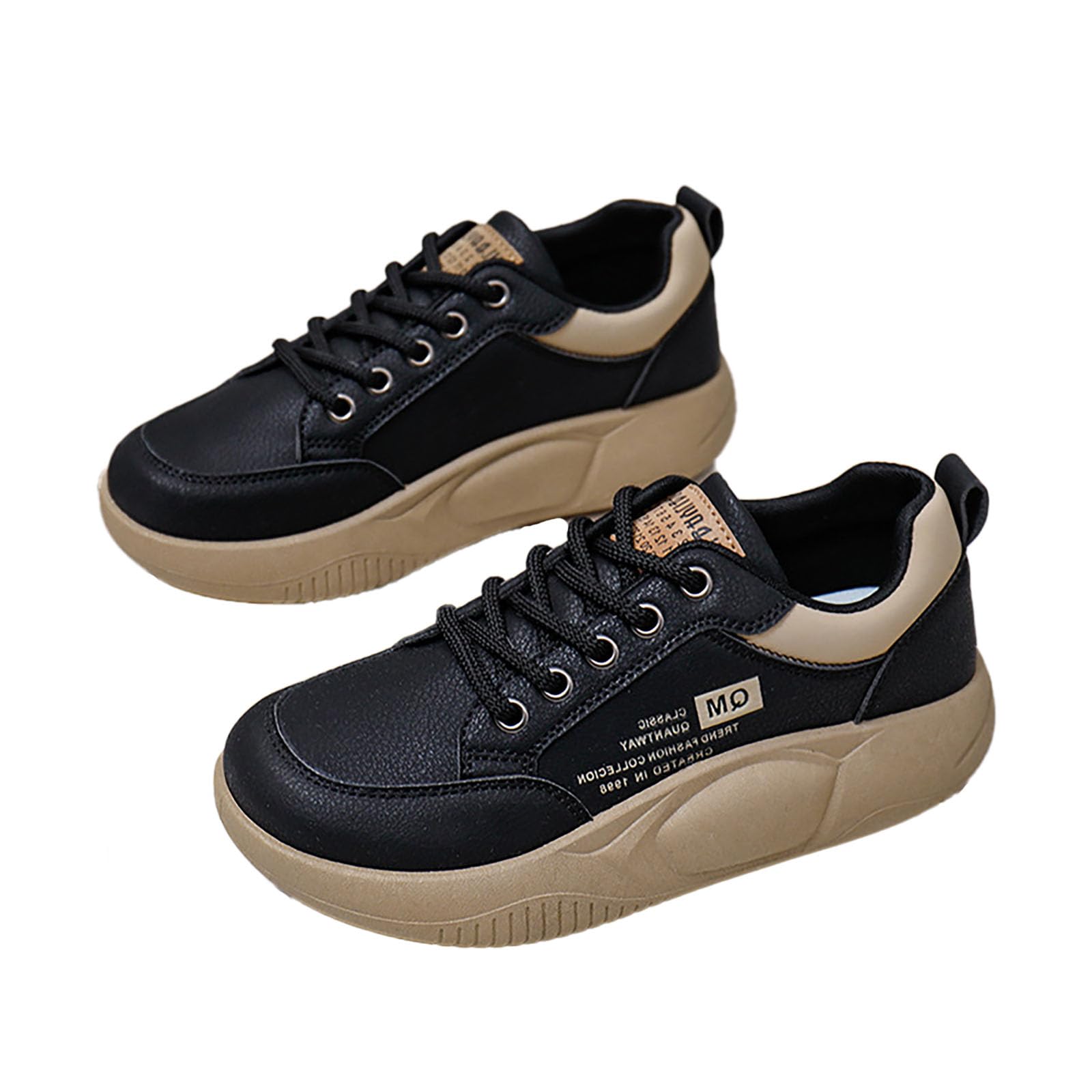 Women's Low Top Thick Sole Boots,Lace-Up Platform Sneakers,Casual Non Slip Walking Shoes, Fashion Comfort Platform Round Toe Loafers