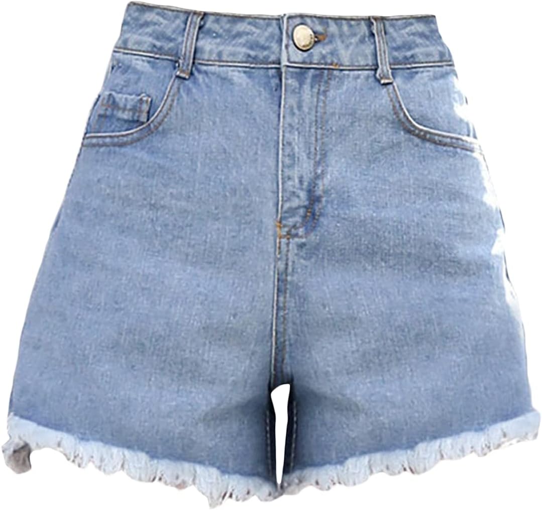 Frayed Raw Denim Shorts Fashion 