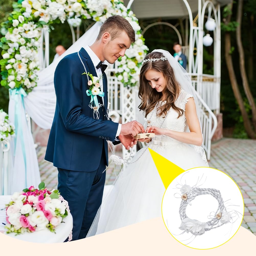NBEADS 1 set di Corda Da Matrimonio Cattolica Da 1540mm, Lazo Para Boda Los Novios Cristiana 3D Fiore Lazo per Matrimonio per Cerimonia Cattolica per Regalo Nuziale, Grigio quelliaro