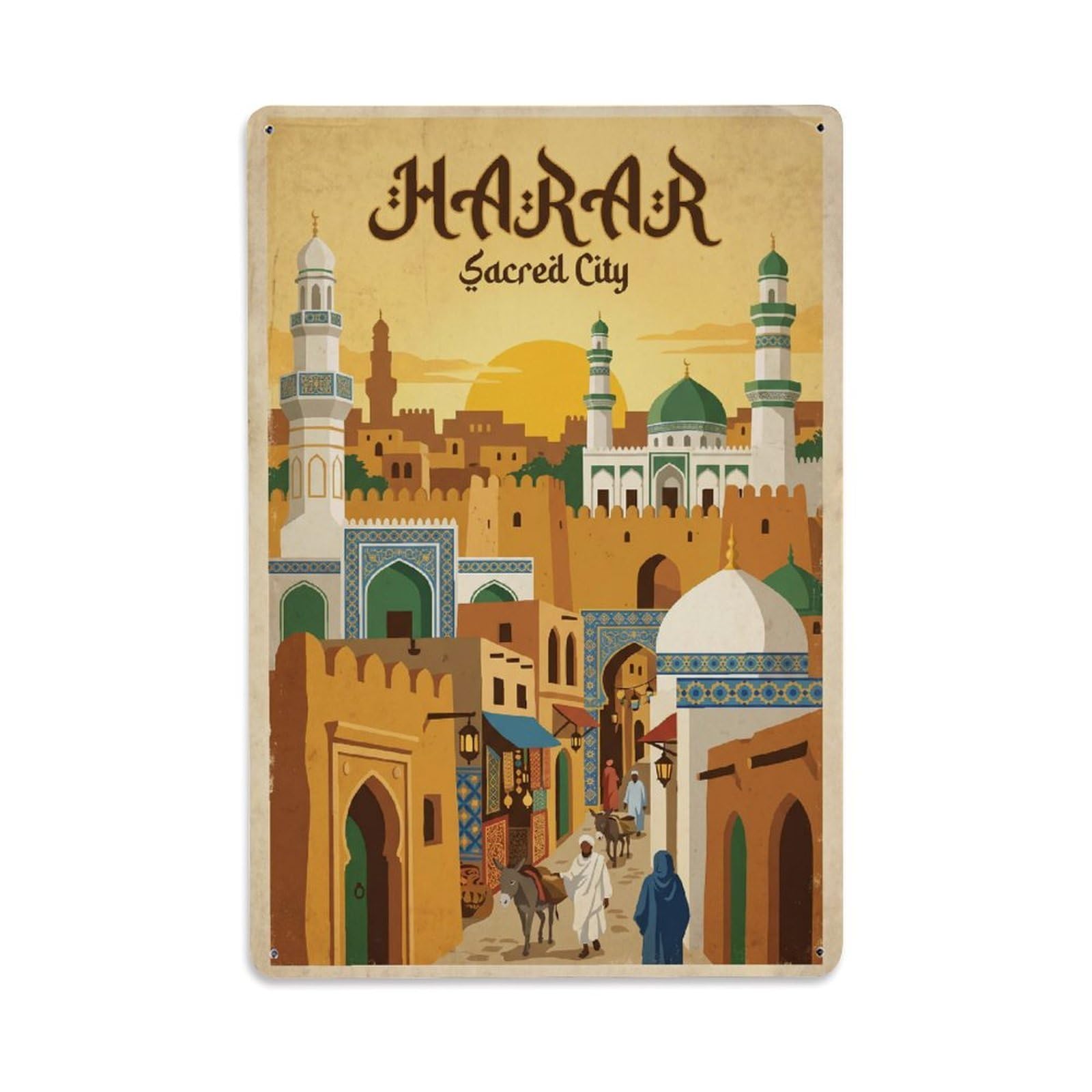 Retro Ethiopia Harar Travel Metal Tin Sign