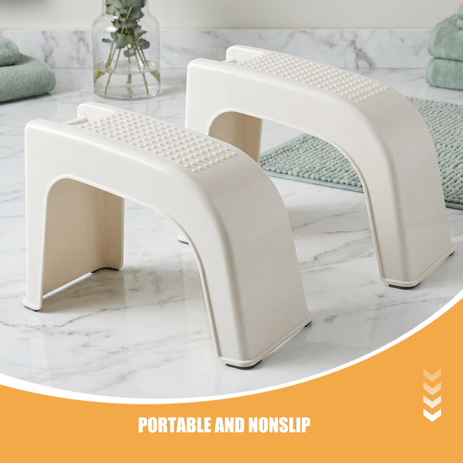 2 Pezzi Poggiapiedi per Pedicure Scatola Integrata, Beige | Plastica, Piattaforma Antiscivolo e Base Rialzata, Bordi Curvi e Angolo Compatto per Manicure