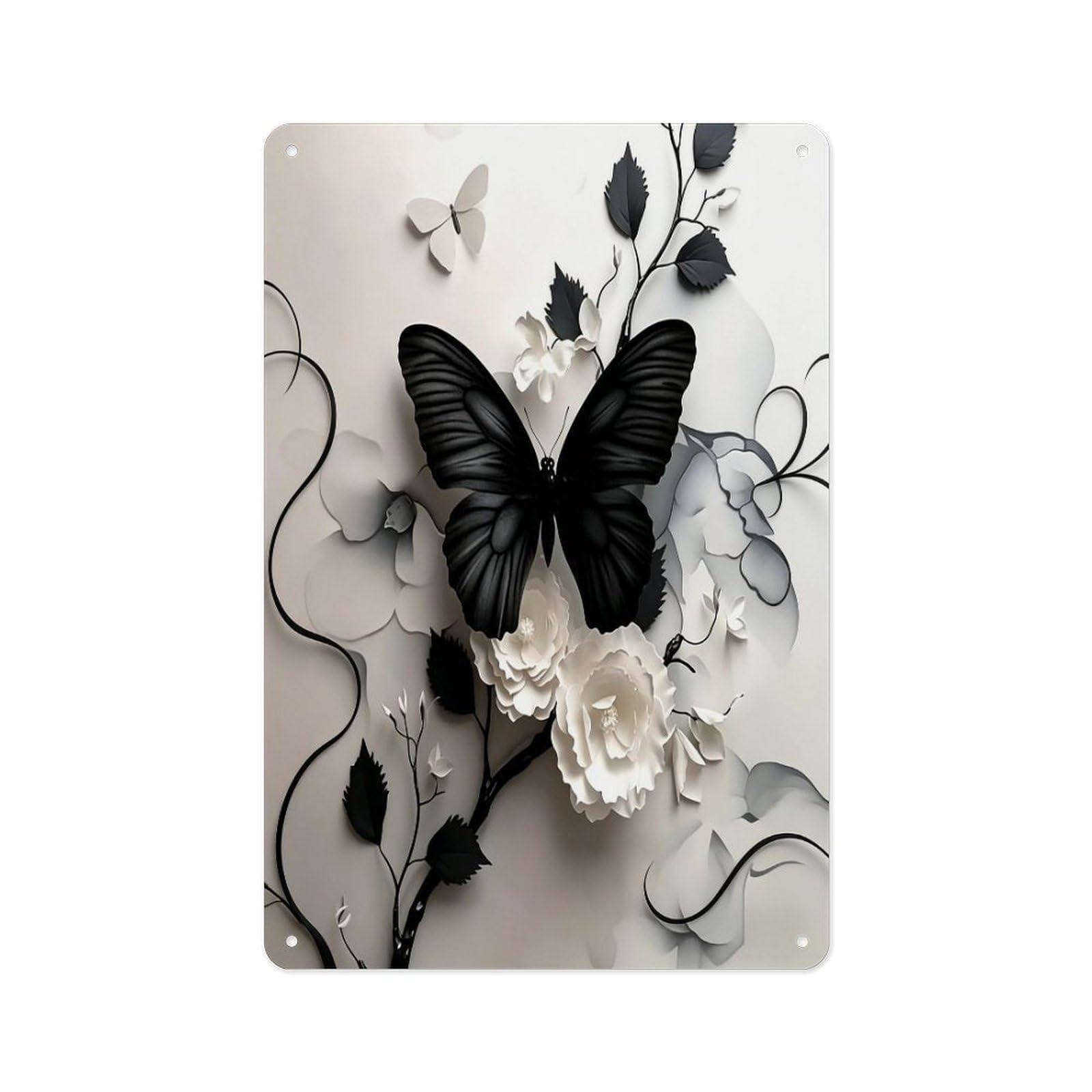 Fekiloot Style Butterfly Flower Wall Decor Metal Signs Tin Signs Poster