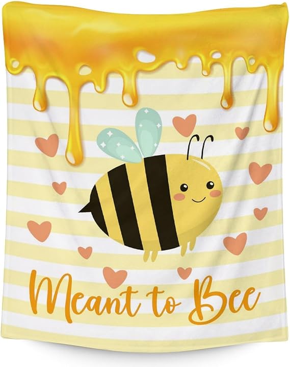 Bee Blanket Gifts, 40"x50" Cute Bee Print Throw for Women Girls, Soft Cozy Warm Flannel for Sofa Bed