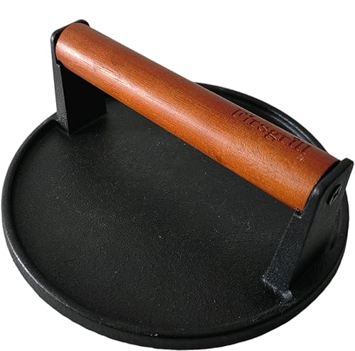 Firsgrill Cast Iron Grill Presses with Wood Handle (Round w