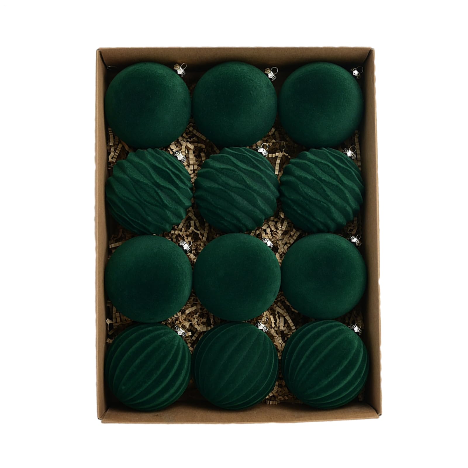 Boule floquée suspendue de 7,9 cm avec texture velours pour décoration haut de gamme