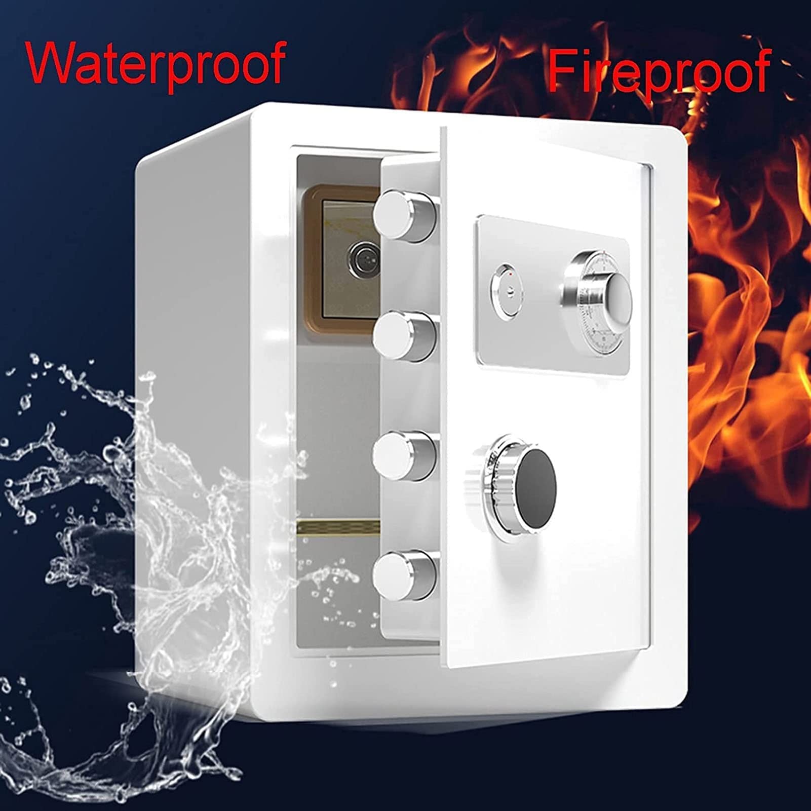 Casseforti Impermeabili Cassetta di Sicurezza con Serratura a Combinazione in Acciaio, Armadietto ignifugo e antifurto, Scatola Portadocumenti per Piccoli uffici, Altezza 25 cm/30 cm/45 cm per
