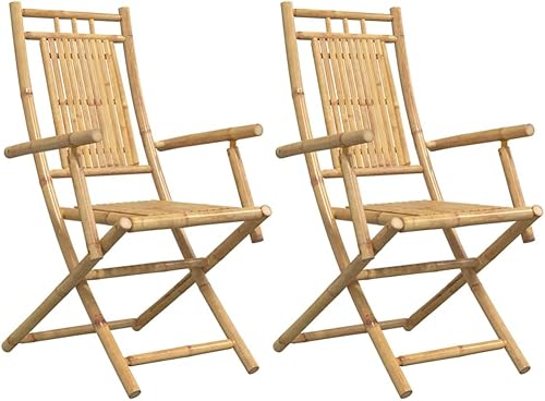 Miniatura 2 de Folding Patio Chairs 2 pcs 20.9x26 x39 Bamboo Dinning Room Lawn Sillas para Comedor Dining Table Chairs for Courtyard Terrace Beach Picnic