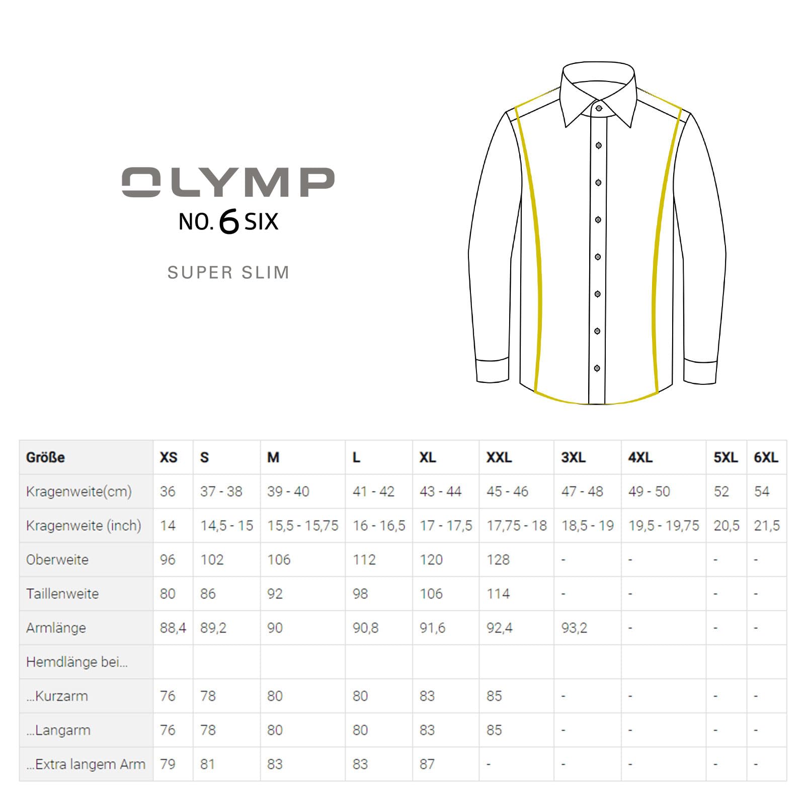 OLYMP Herren Oberhemd Langarm No.Six.24.Seven,Twill,super Slim,Modern Kent