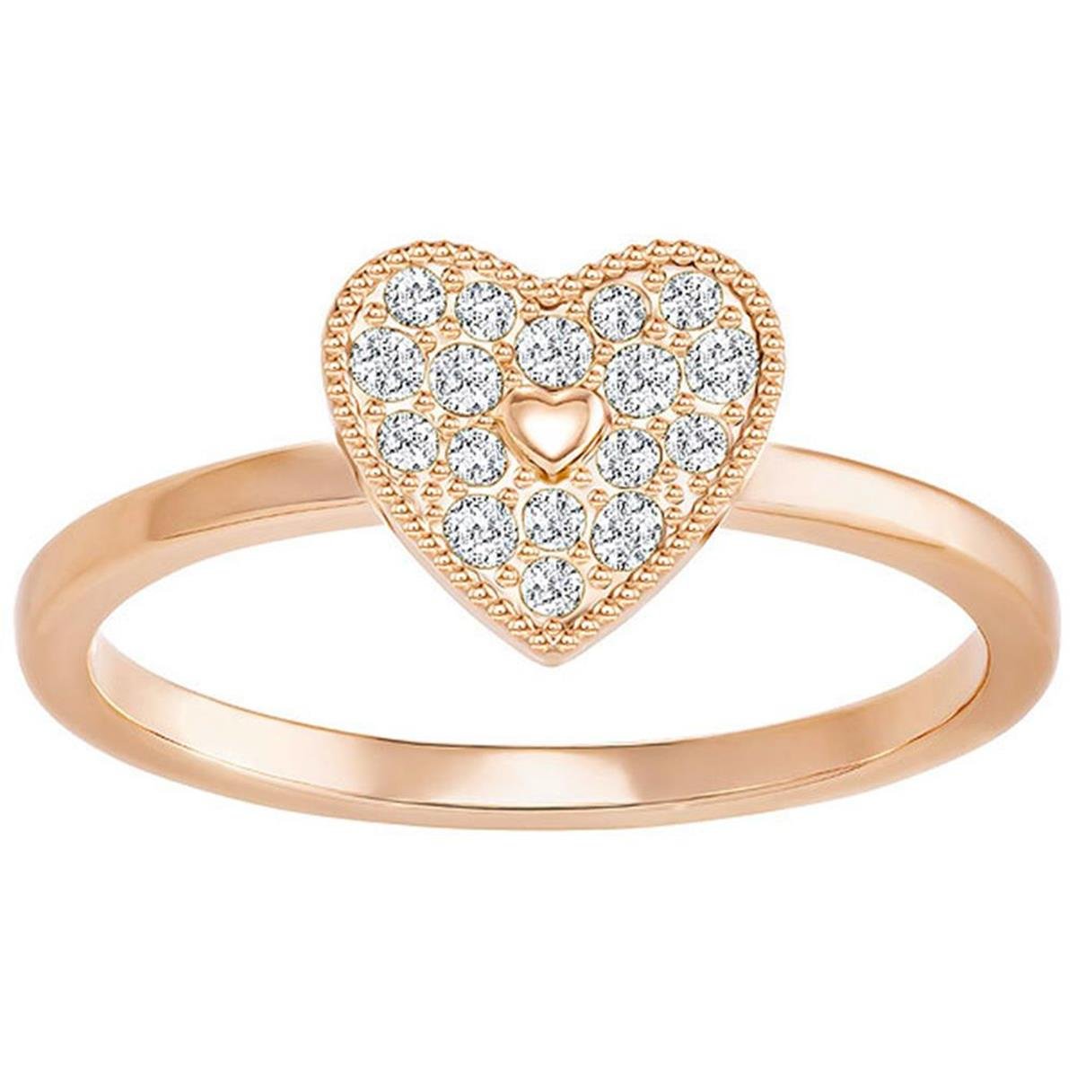 Swarovski FIELD FOLDED HEART 5286719 - Anillo para mujer, parcialmente chapado en oro, cristal blanco, talla 58 (18,5)
