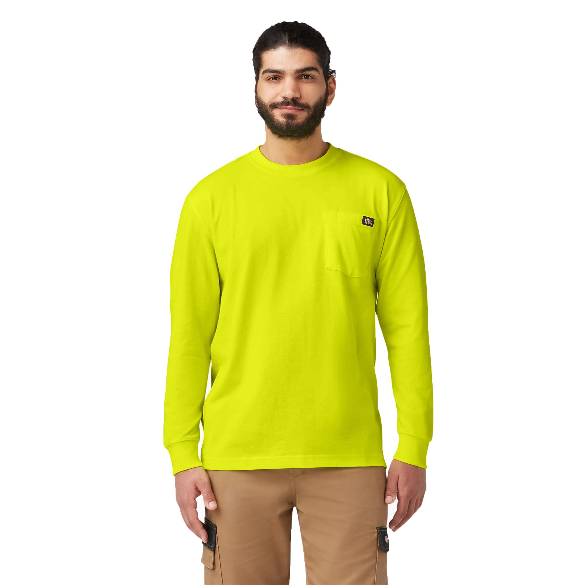 Dickies Big and Tall Men's Long Sleeve Heavyweight Crew Neck, Bright Yellow, Large Tall