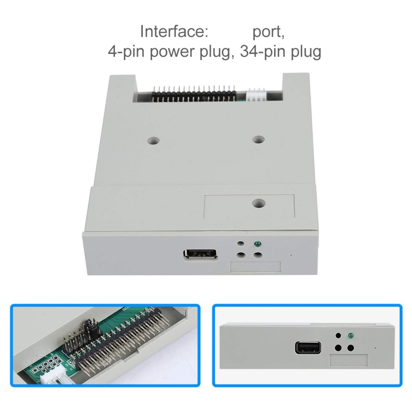 PUSOKEI SFR1M44-U Emulator 3,5-Zoll-USB-SSD-Diskettenlaufwerk mit 1,44 MB - Plug-and-Play-Schnittstelle für 34-poliges Diskettenlaufwerk / 5-V-Gleichstromnetzteil