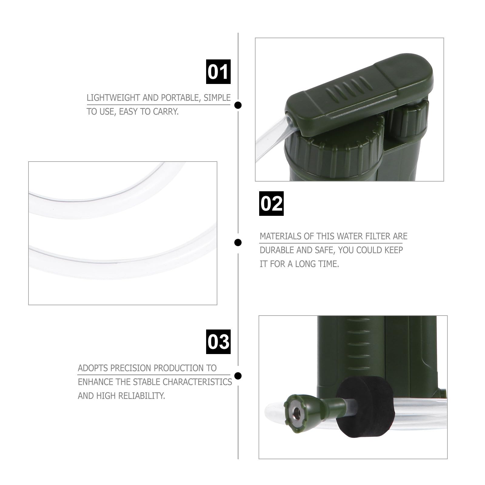 SECFOU Purificador de Agua Portátil Mini Filtro Abs Seguro y Sencillo para Camping y Emergencias al Aire Libre