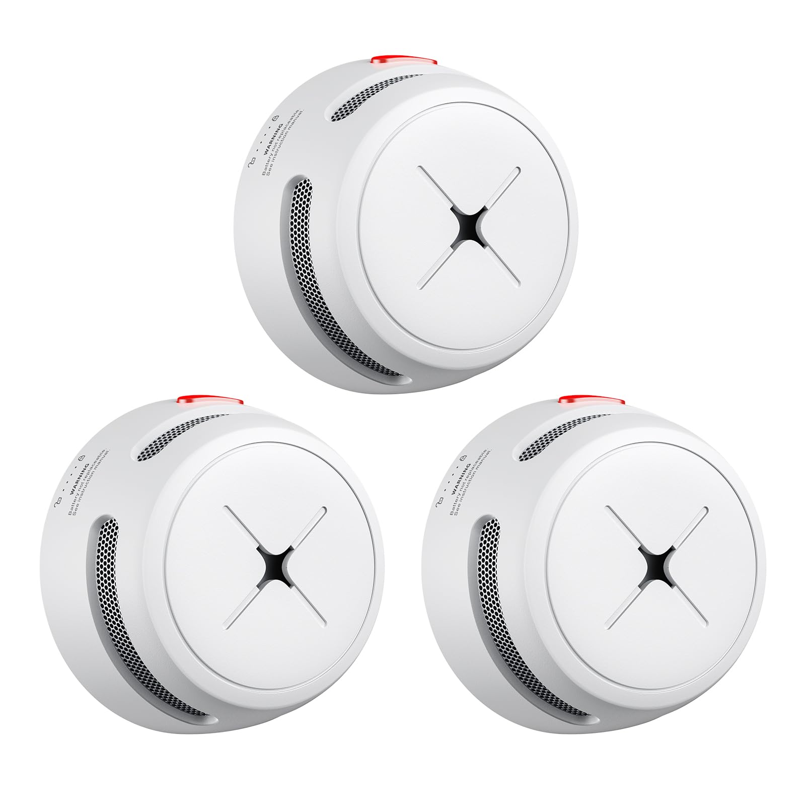 AEGISLINK Mini Détecteur de Fumée, Pile Scellée de 10 Ans, S500, Lot de 3 | Conforme au Norme EN 14604, Capteur Photoélectrique et Bouton Test/Silence