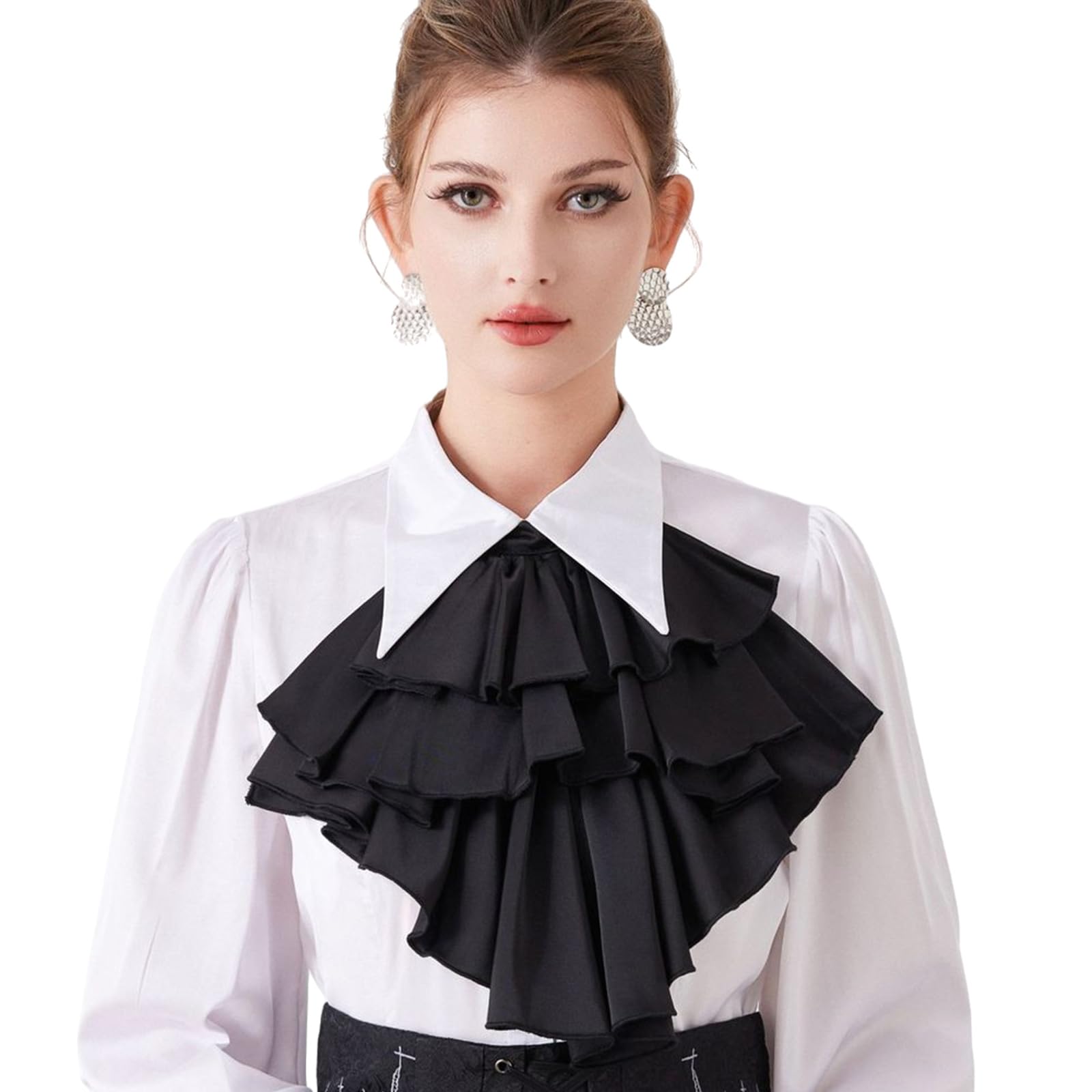MICFENY Courtstyles Cravat Necktie Collar Breathable Polyester Detachable Collar Colonial Jabot for Formal Event Women Accessory