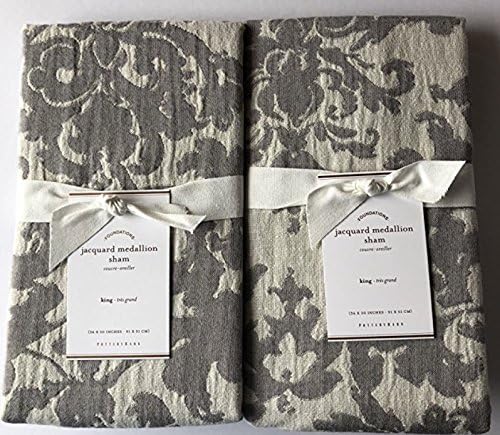 Miniatura 3 de Pottery Barn Jacquard medallón funda de edredón KingCalifornia King y dos King Shams , Gris.