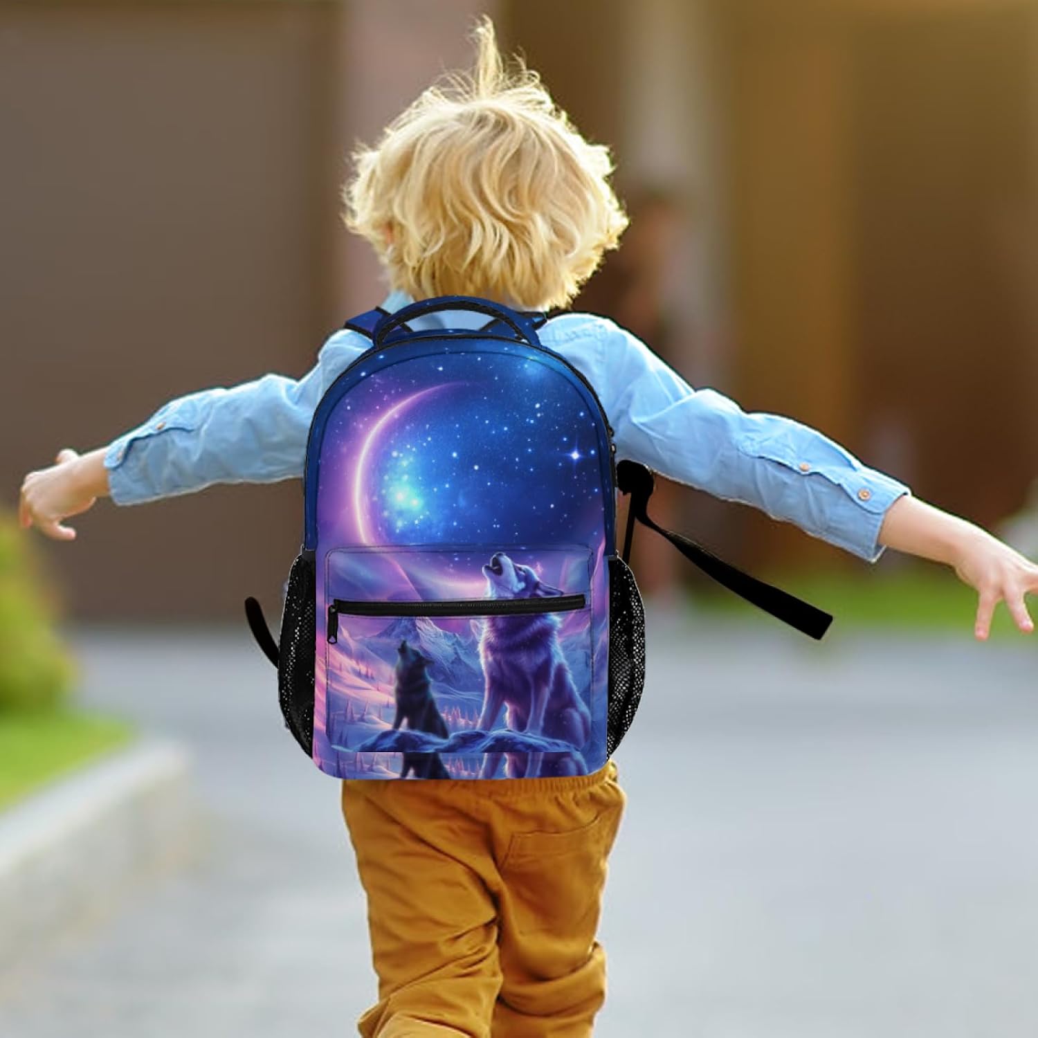 Miaoquhe Wolf Backpacks for Boys Girls Kids Cool Laptop Computer Bookbag for Students Galaxy Wolf Lightweight School Bag Travel Casual Daypack for Men Women Teens