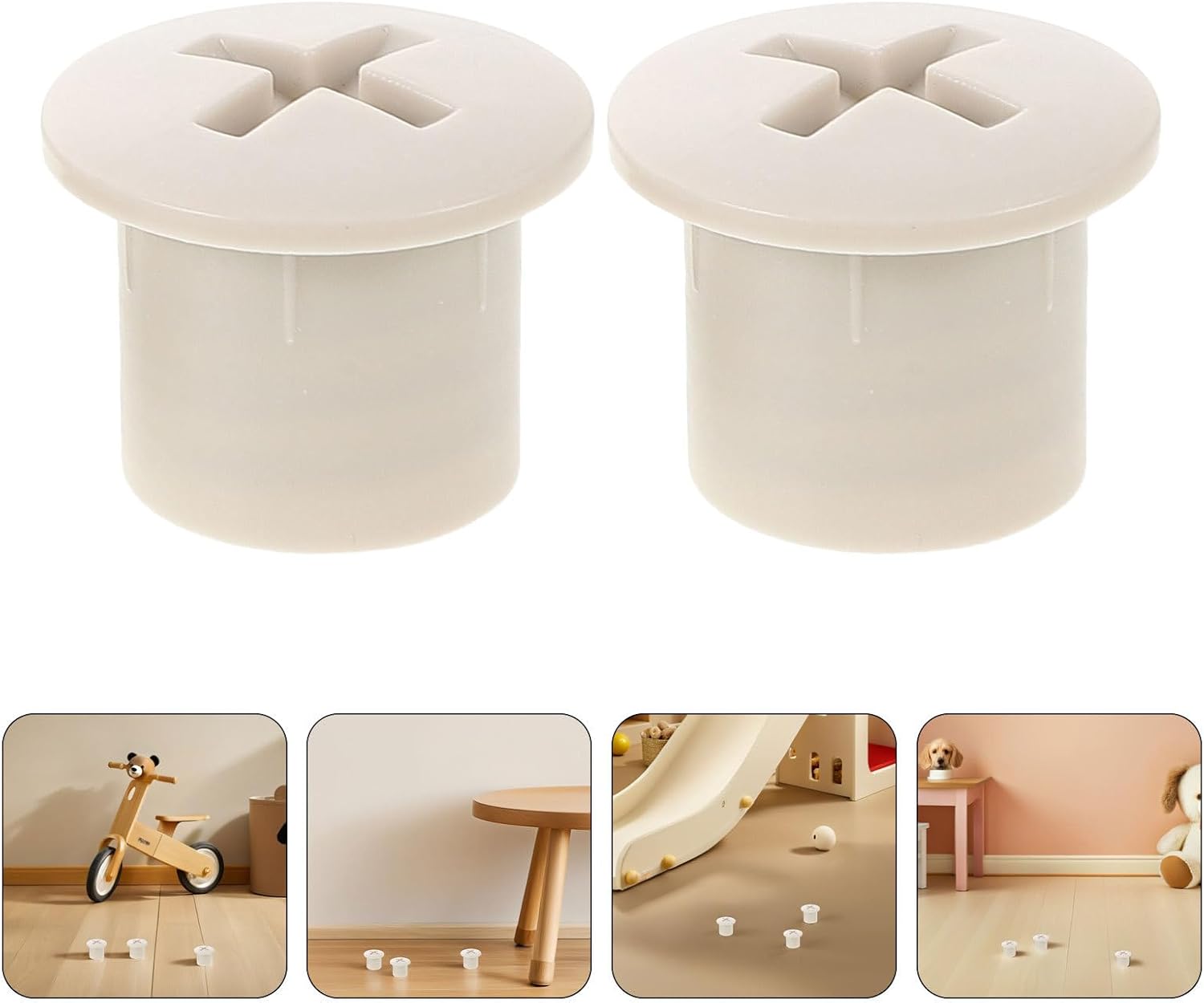 TEHAUX 4pcs Plastic Slide Screw Protector Caps for Playground Equipment, User-Friendly Design with Stable Installation, Beige Replacement Parts for Slide Safety Covers