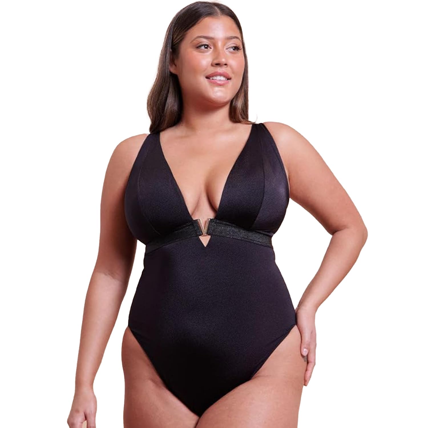 Curvy Kate Siren Seas Non Wired Swimsuit, Black, Size 34H/Hh, Women
