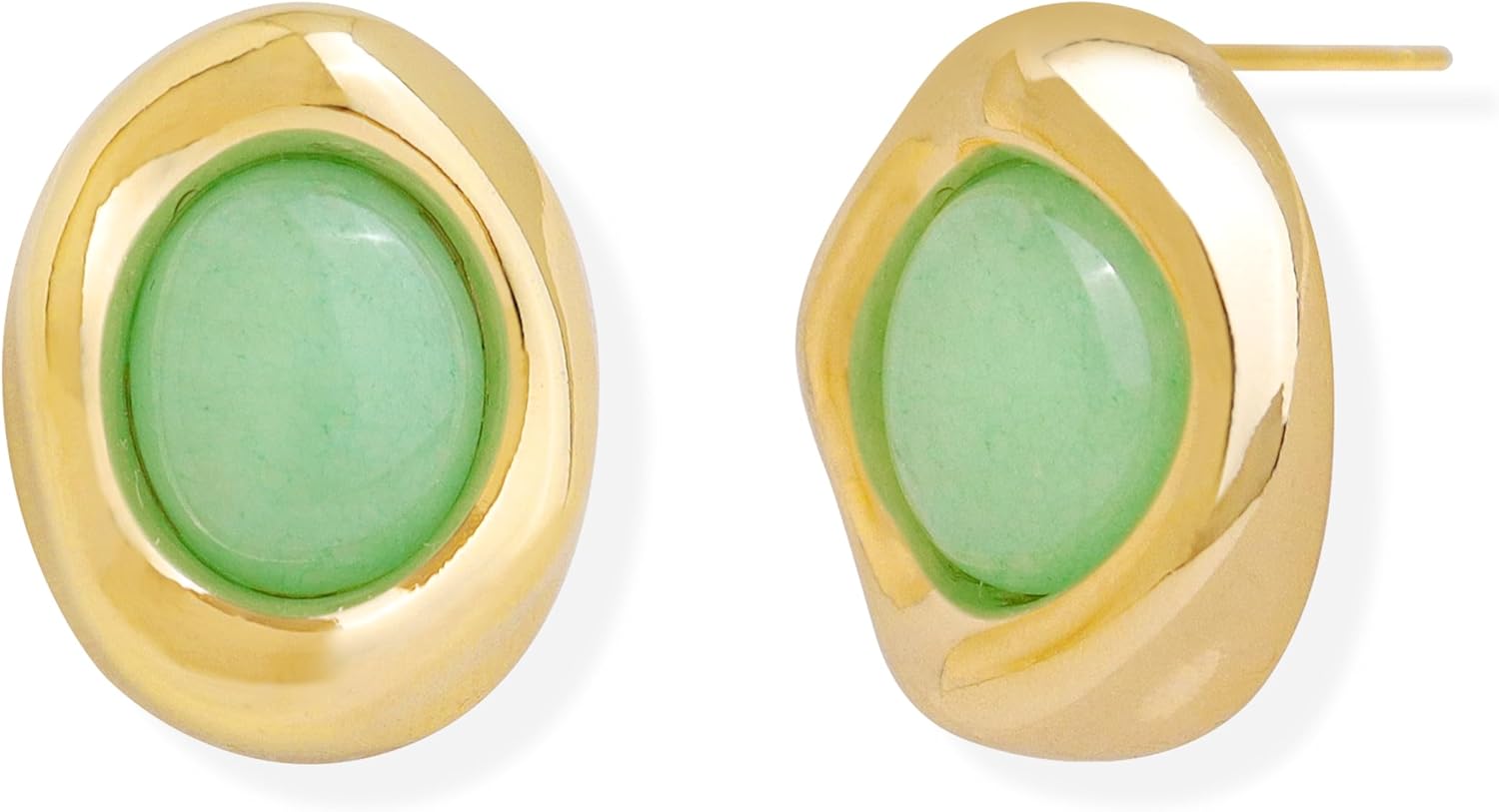 Jean Beau Chunky Gold Stone Stud Earrings for Women, Trendy Natural Gemstone Hypoallergenic Earing Valentine Jewelry Gift