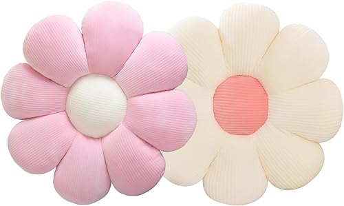 Almohada de flores, 2 cojines de asiento de flores, almohada estética con forma de margarita, almohada decorativa de flores, almohada decorativa de