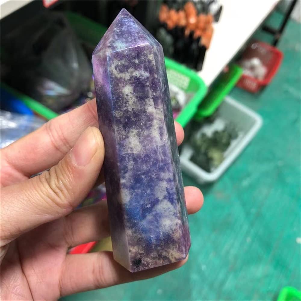 Pierre de Cristal de Quartz Aura et Lépidolite Naturelle Haut de Gamme