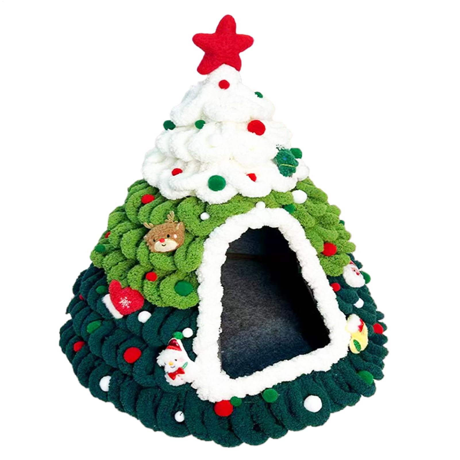 Katzenbett Höhle Gestrickt Weiches Tannenbaum Design Unterschlupf