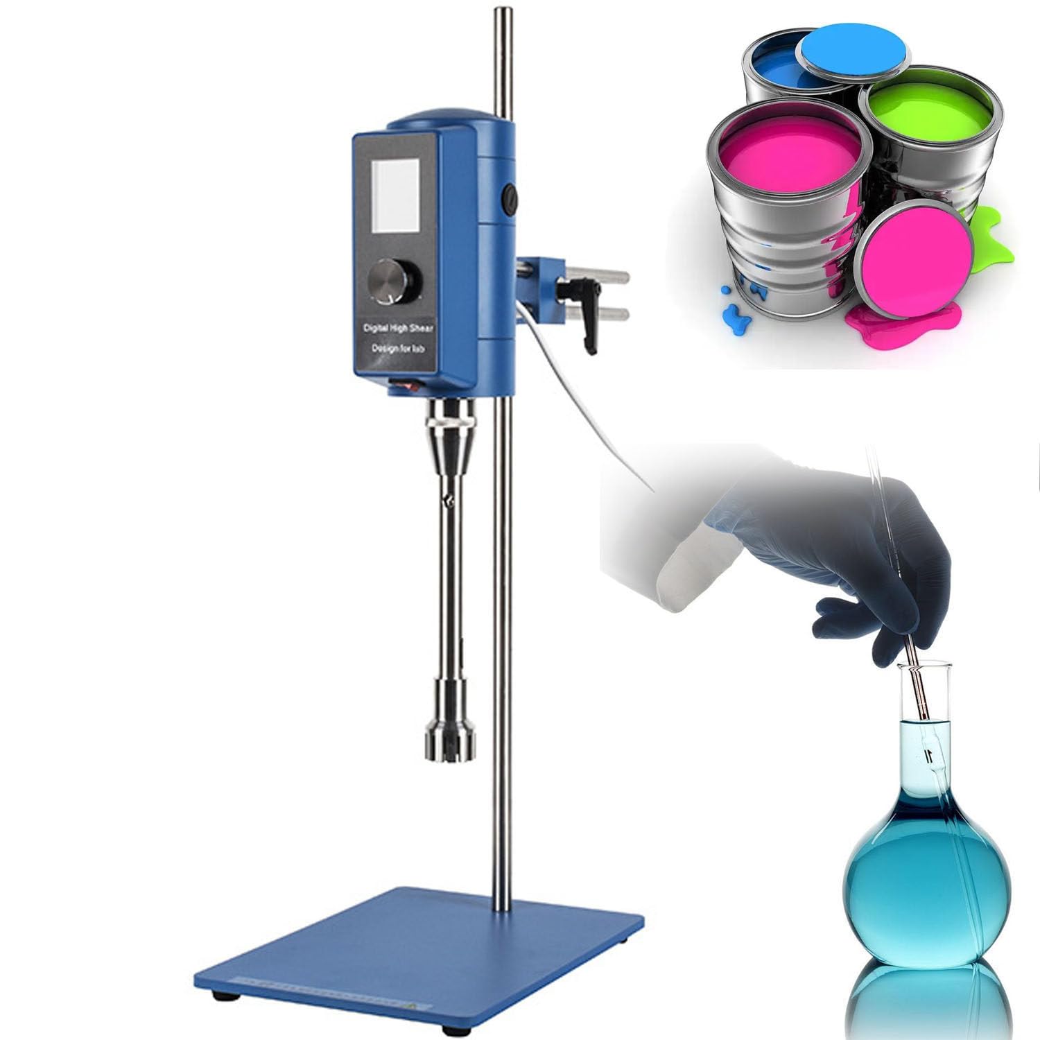 Digitaler Labor-Homogenisator mit hoher Schere, zum Mischen und Homogenisieren, 2000-28000 U/min, inklusive Ständer, ideal für Kosmetik und Laborgebrauch