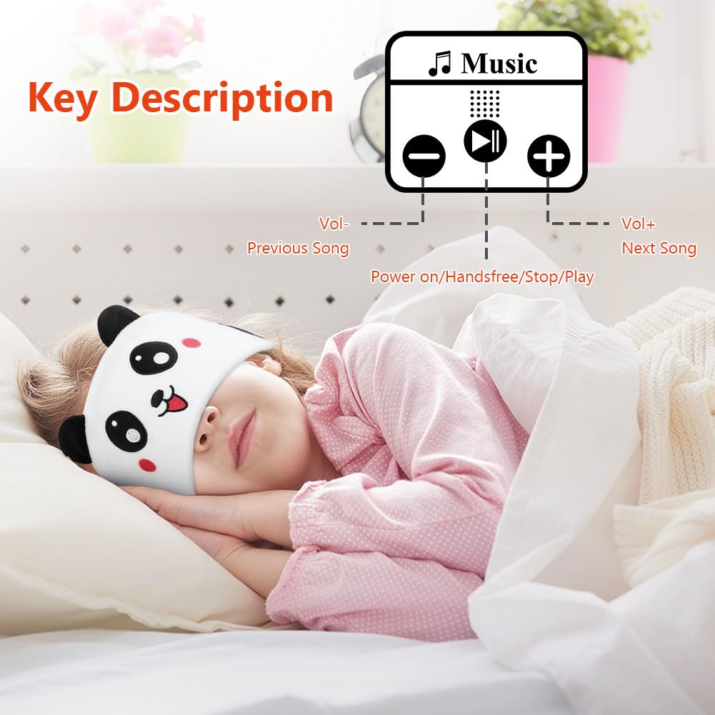 OFFCUP Cuffie per Dormire, Cuffie per Bambini, Senza Fili per Il Sonno, Musica per Gli Occhi per Dormire/Sport/Relax/viaggi/insonnia, Regali di Natale per Ragazzi e Ragazze (Panda)