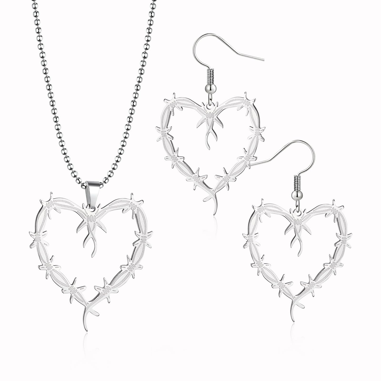 huiphongKarol Thorns Necklace Earrings Set Manana Sera Gothic Stainless Steel Merch Jewelry for Women Girls