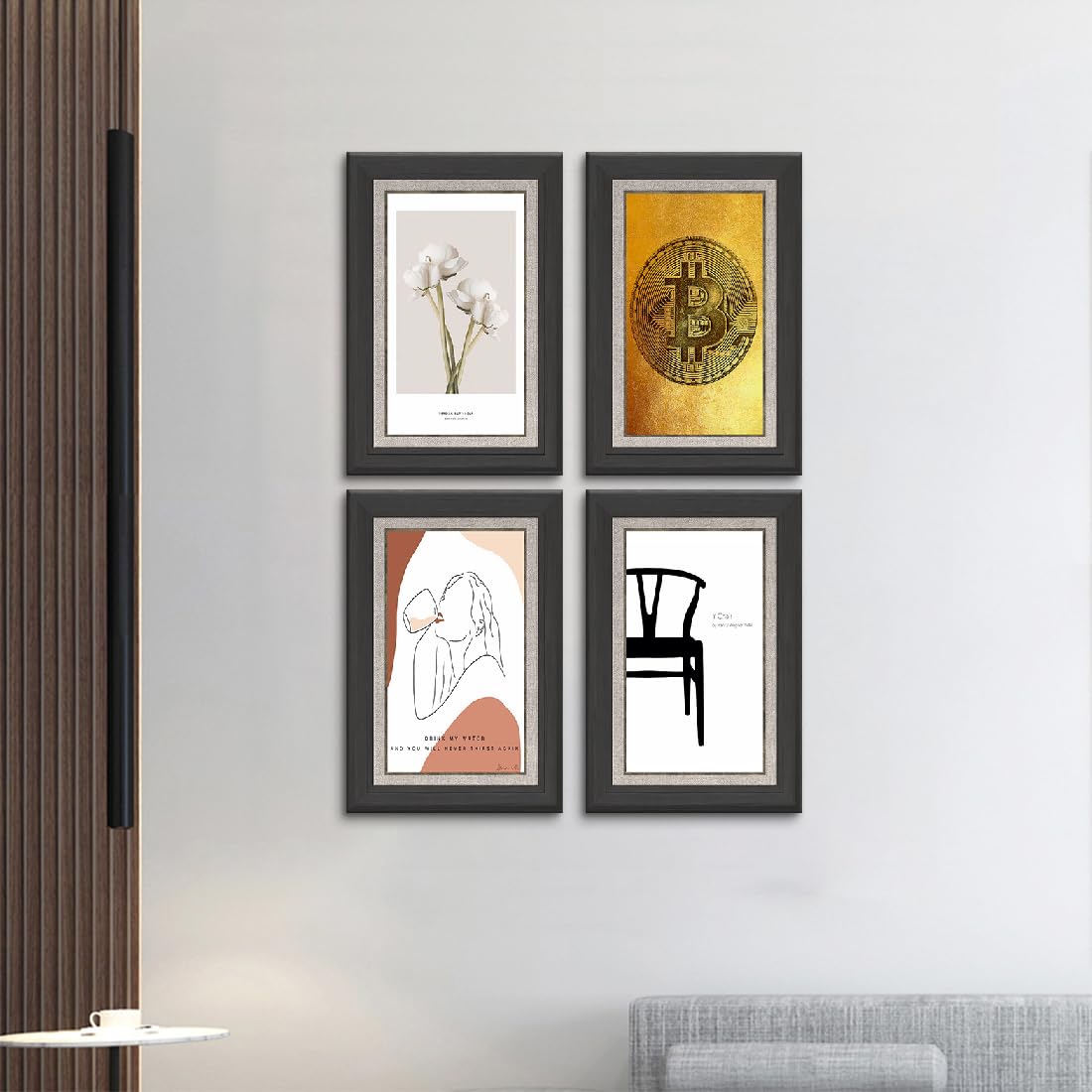Amazon.co.jp: 4枚アートパネル 黒猫絵 簡約画 風景画 飾り絵 モダン