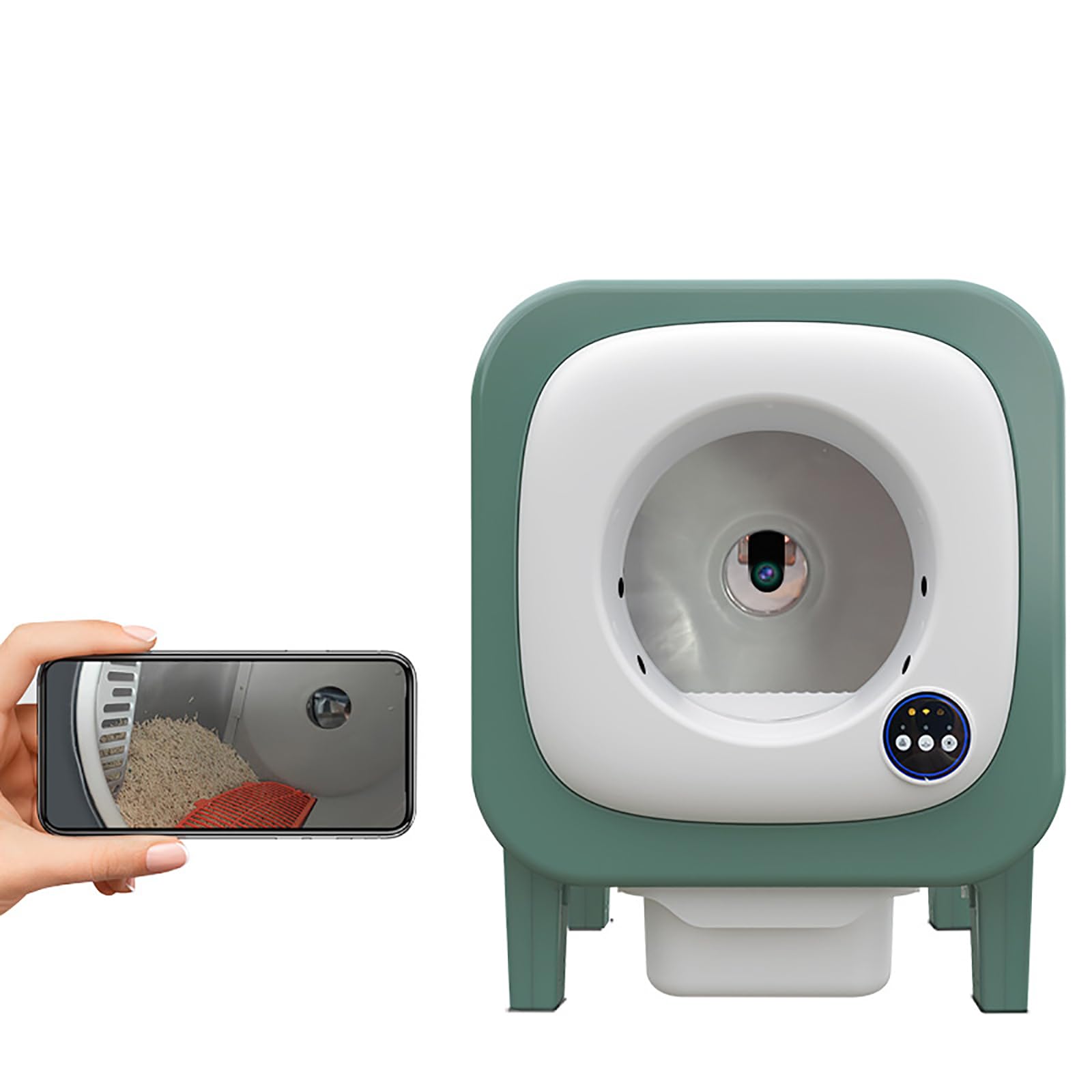 Lettiera Automatica per Gatti autopulente, Controllo Tramite App e videosorveglianza, 72 Litri Ultra silenziosa, sensore di gravità, Funzionamento Automatico, Sistema di Aria Fresca