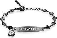 Vista 16 de mnmoom Pulseras de alerta médica para mujeres 6.5-8 pulgadas ajustables corazón links pulseras médicas con grabado