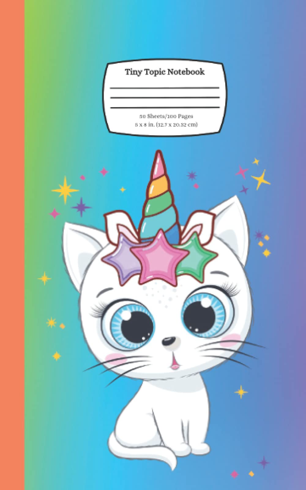 Tiny Topic Notebook: Mini Composition Notebook Cat Stars: Mini Composition Notebook College Ruled 5x8 inches